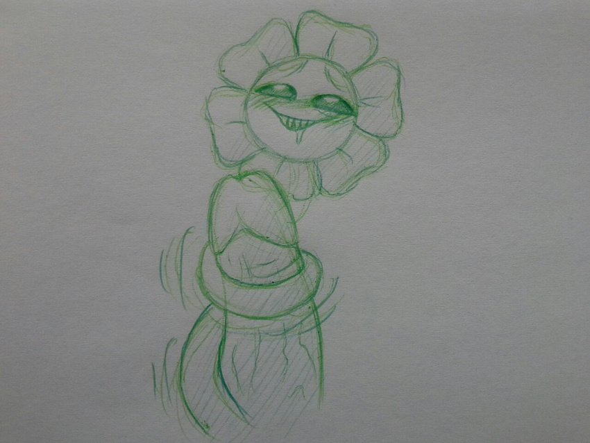 blush drooling faceless_male flora_fauna flower flowey_the_flower male melonpussy monster penis plant saliva tentacles traditional_media_(artwork) undertale video_games vines wrap