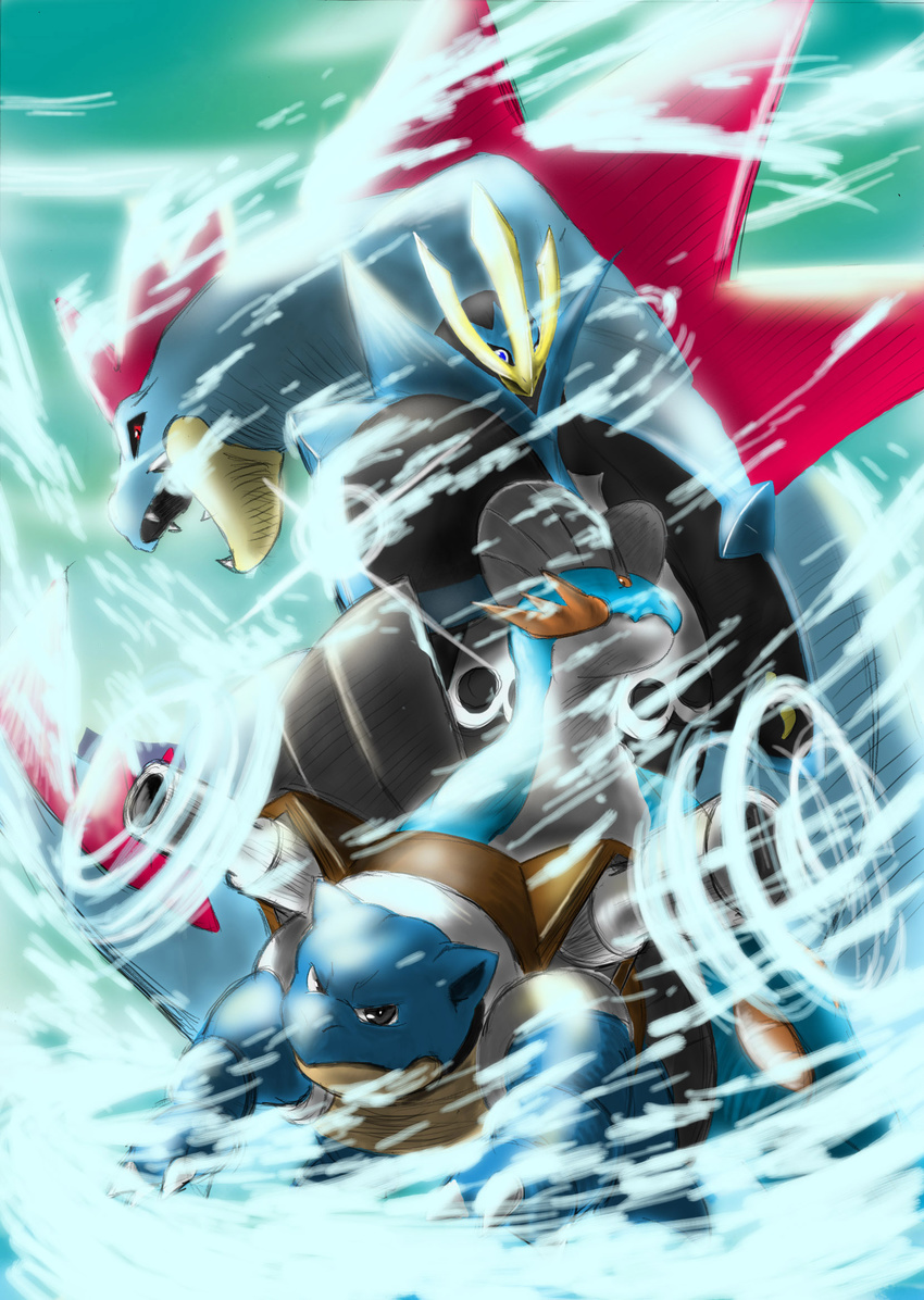 empoleon feraligatr gen_1_pokemon gen_2_pokemon gen_3_pokemon gen_4_pokemon highres no_humans pokemon pokemon_(creature) swampert yamaguchi_yoshimi