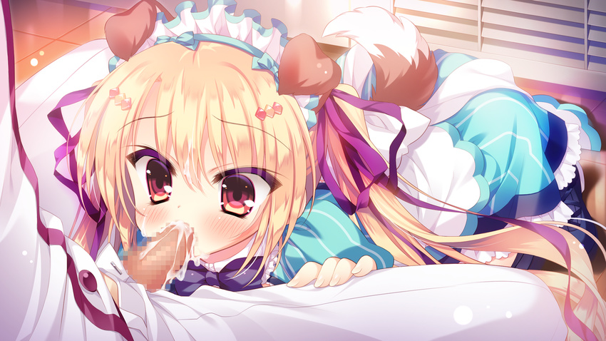 animal_ears blush censored cum doggirl fellatio game_cg inukai_shinono maid penis sex skyfish tagme_(artist) wan_nyan_a_la_mode!