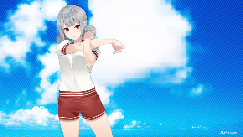 clouds dlsite.com gray_hair natashya_(pommier) original red_eyes xi_lily