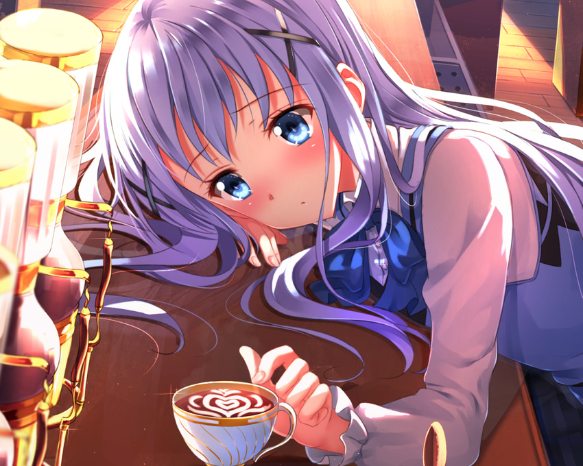 blue_eyes blue_hair cropped drink gochuumon_wa_usagi_desu_ka? heart kafuu_chino long_hair swordsouls