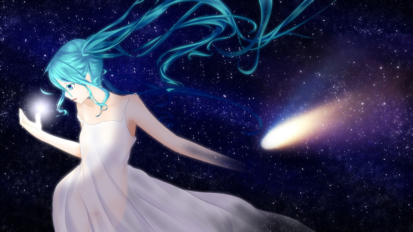 blue_hair hatsune_miku long_hair ponta space twintails vocaloid