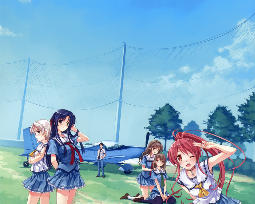 abhar cropped deep_blue_sky_&amp;_pure_white_wings hanami_mariya koga_sayoko misaki_kurehito miyamae_tomoka nakano_hinata pantyhose scan seifuku tsuyazaki_kokage