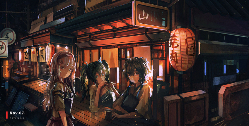 building dark kaga_(kancolle) kantai_collection night novelance shoukaku_(kancolle) zuikaku_(kancolle)