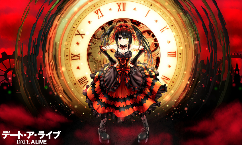 bicolored_eyes black_hair date_a_live dress goth-loli tokisaki_kurumi tsubasaki