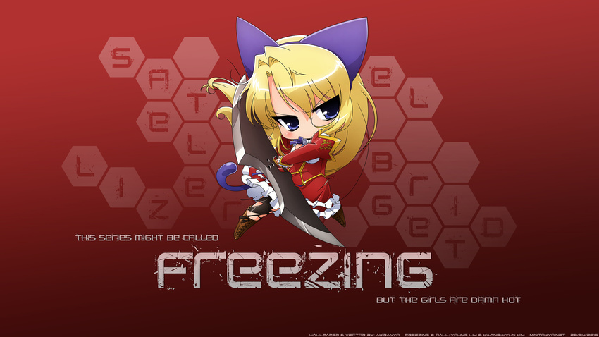 akiranyo blonde_hair blue_eyes bridget_satellizer chibi freezing vector weapon