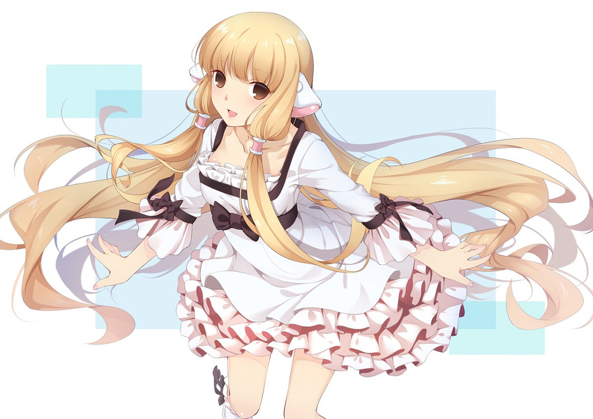 blonde_hair bow brown_eyes chii chobits dress ello-chan lolita_fashion long_hair