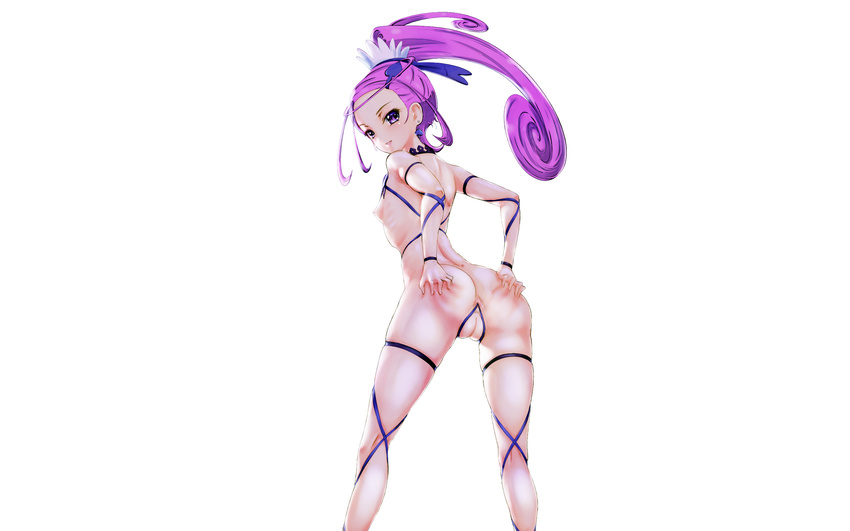 anal anus ass_grab breasts cure_sword dokidoki!_precure kenzaki_makoto nipples photoshop ponytail precure purple_eyes purple_hair pussy rasukaru ribbons uncensored white