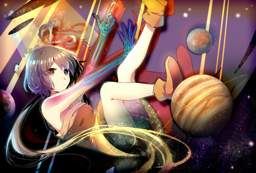 bicolored_eyes boots long_hair luo_tianyi mary_(14476764) planet stars vocaloid vocaloid_china