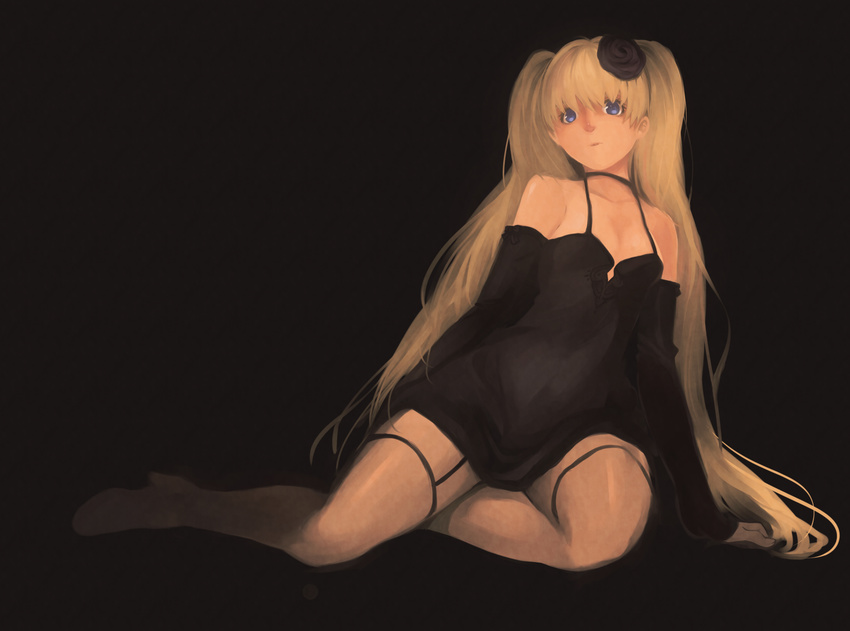 2l black blonde_hair blue_eyes long_hair original twintails