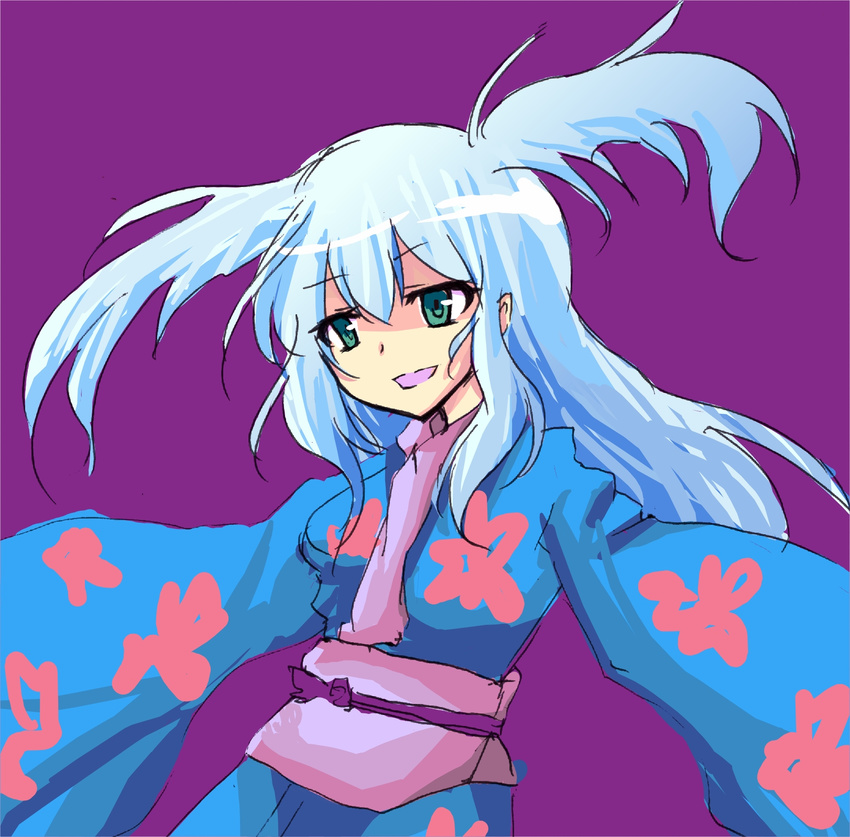 blue_hair female green_eyes highres japanese_clothes kimono sashiromiya_sasha touhou yukata