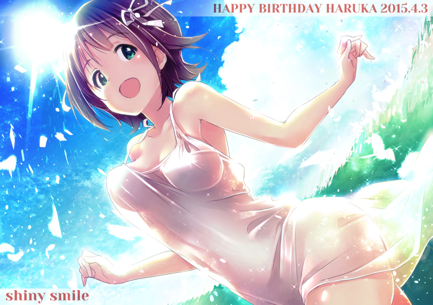 amami_haruka breasts cleavage green_eyes idolmaster ima_(lm_ew) see_through short_hair