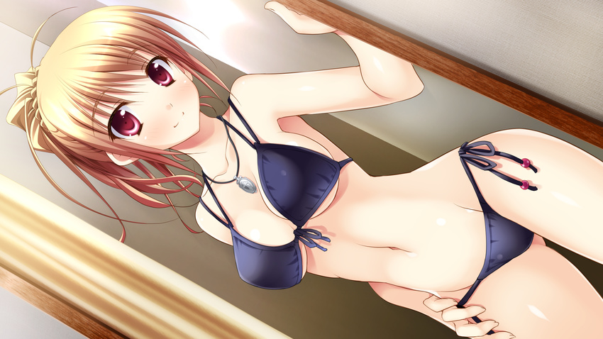 bikini dp_minase francesca_bathory game_cg konata_yori_kanata_made_2 navel necklace red_eyes swimsuit