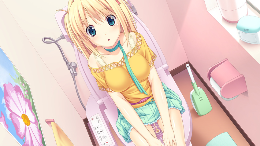 blonde_hair blue_eyes blush breasts game_cg kagurazaka_namine koutaro skirt tagme tropical_vacation urine