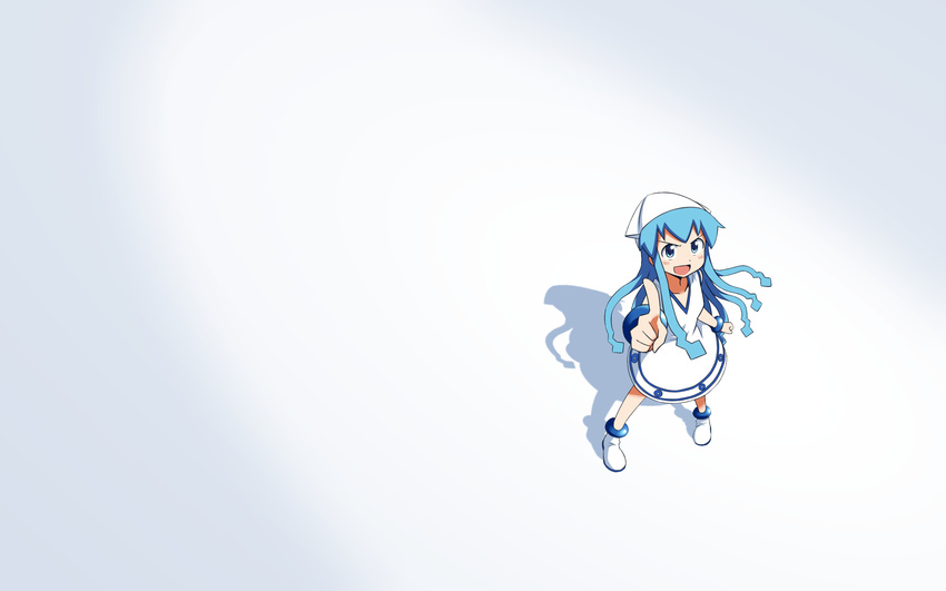 blue_eyes blue_hair dress hat ikamusume long_hair shinryaku!_ikamusume tentacles white