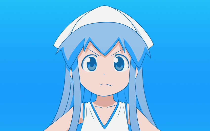 blue blue_eyes blue_hair hat ikamusume long_hair shinryaku!_ikamusume vector