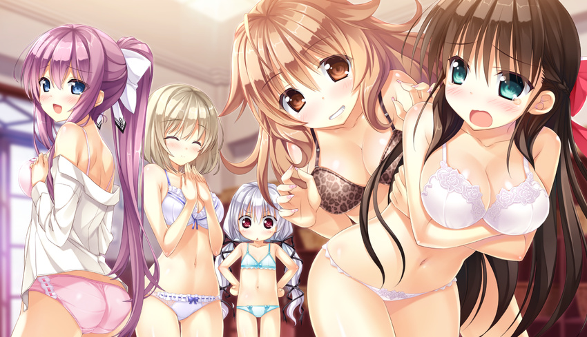 ashishun bra breast_hold breasts cleavage game_cg group kanna_kana kokonoka komagata_yuzuki kouzuka_michi kuragano_sera panties primal_x_hearts sasorigatame tagme tenjindaira_haruhi underwear