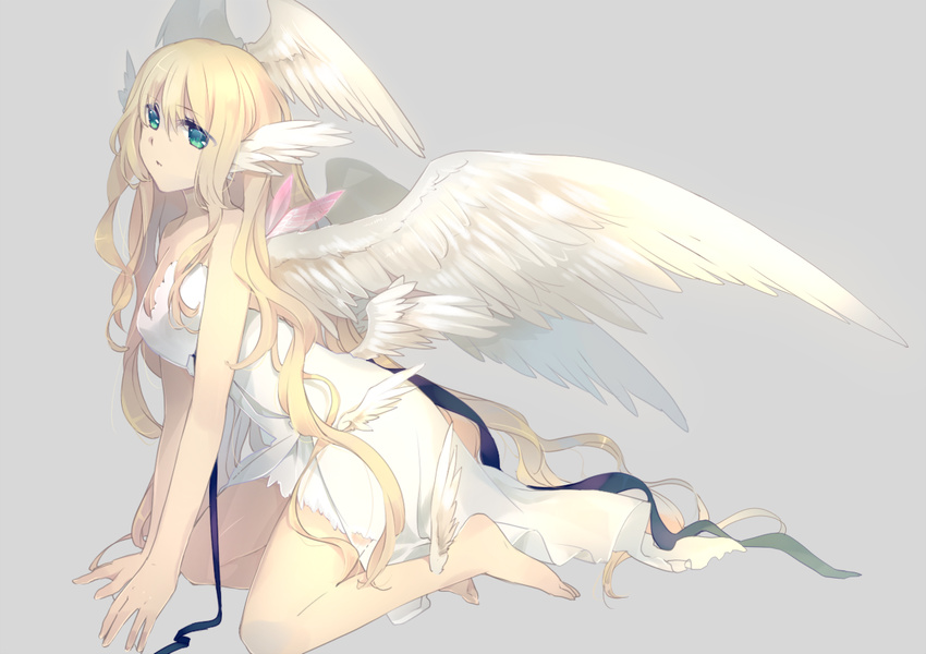 angel blonde_hair blue_eyes dress hinata-t6 original wings
