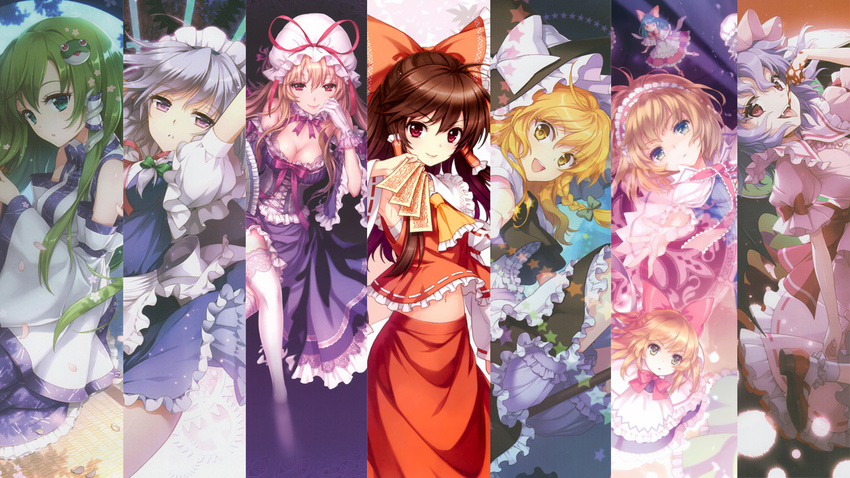 alice_margatroid an2a doll hakurei_reimu izayoi_sakuya japanese_clothes kirisame_marisa mage maid miko ofuda remilia_scarlet shanghai_doll touhou vampire witch yakumo_yukari