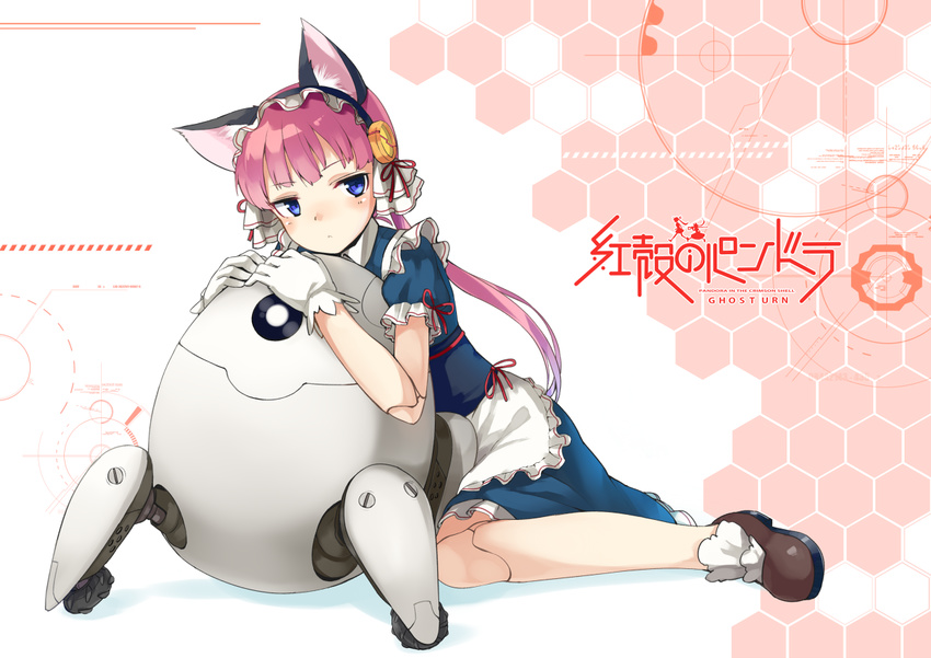 animal_ears bad_id bad_pixiv_id cat_ears clarion commentary_request copyright_name cyborg doll_joints gertsecomma gloves koukaku_no_pandora mecha pink_hair u_(mikaduki0720) white_gloves