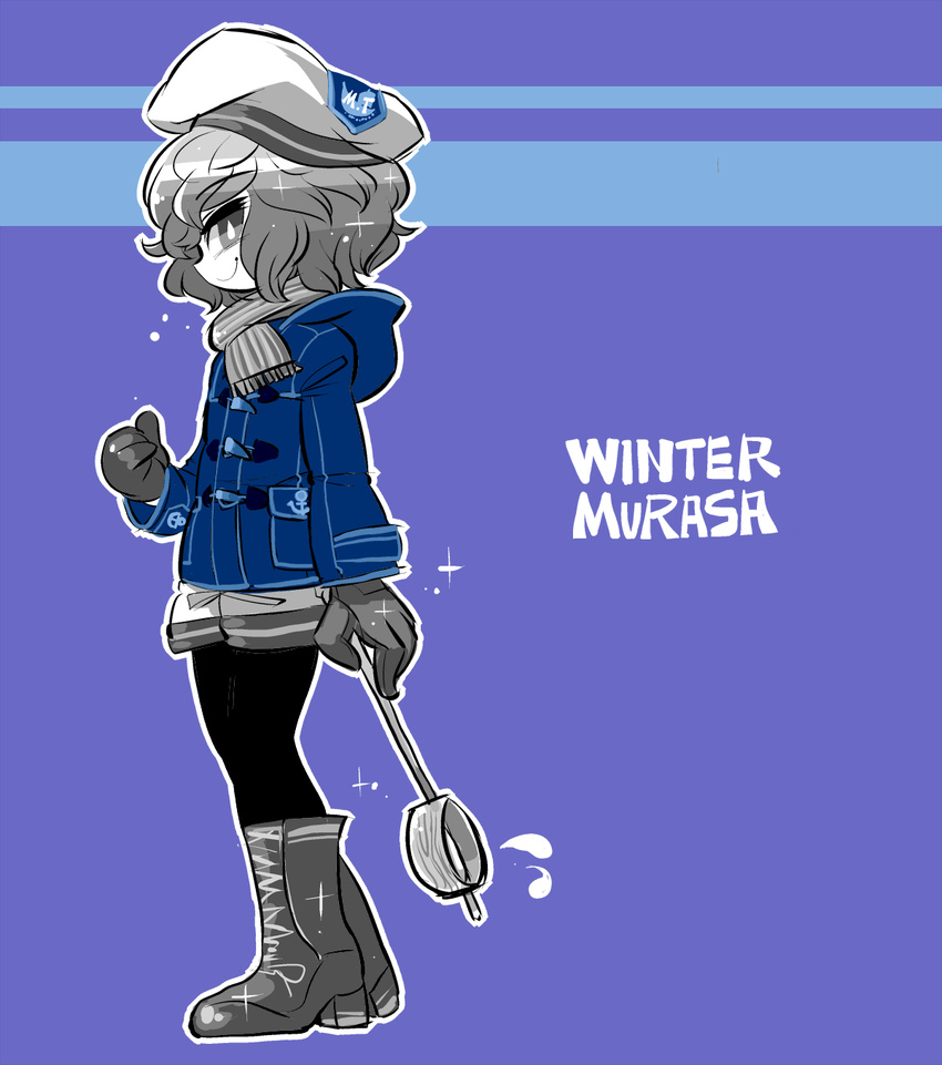 alternate_costume hat highres hishaku murasa_minamitsu profile sailor sailor_hat scarf short_hair solo spot_color touhou winter_clothes yt_(wai-tei)