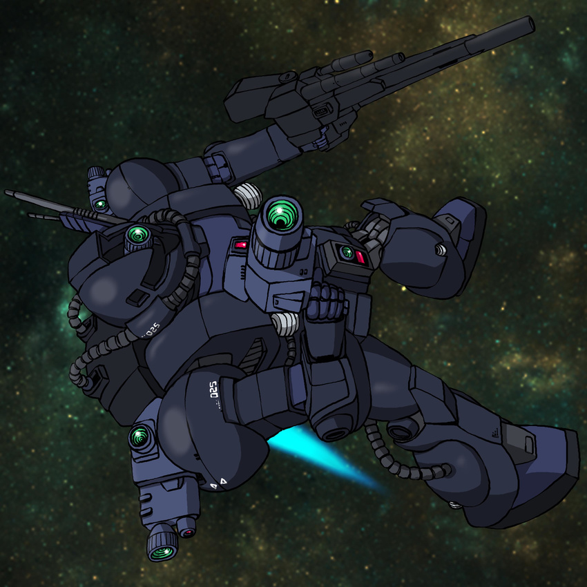 absurdres gundam gundam_msv highres hirodango mecha no_humans outdoors sky space weapon zaku zaku_reconnaissance_type