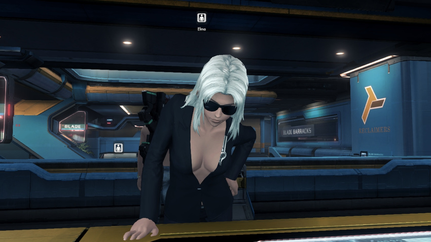 cleavage dark_skin elma_(xenoblade_x) nintendo screencap sunglasses xenoblade xenoblade_chronicles_x