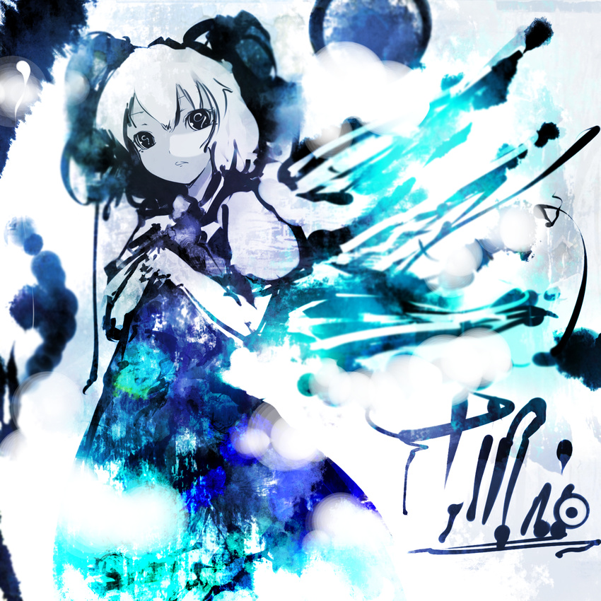 1girl cirno highres koohee solo symbol-shaped_pupils touhou wings