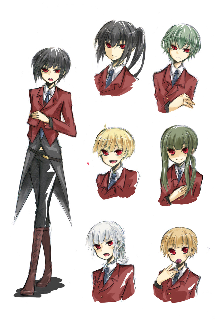 asmodeus beelzebub belphegor genderswap genderswap_(ftm) highres leviathan_(umineko) lucifer male_focus mammon multiple_boys red_eyes satan stakes_of_purgatory tzaan umineko_no_naku_koro_ni