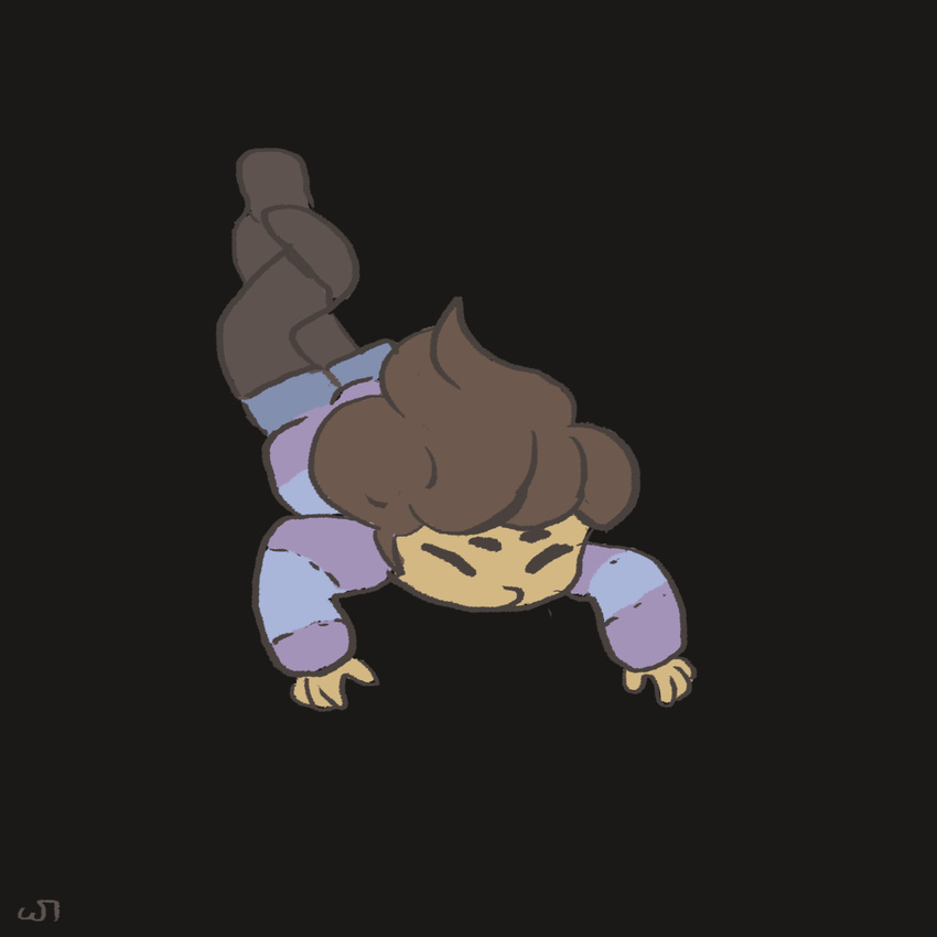 androgynous brown_hair comic falling frisk_(undertale) highres mushroomstairs pantyhose shirt striped striped_shirt suicide undertale
