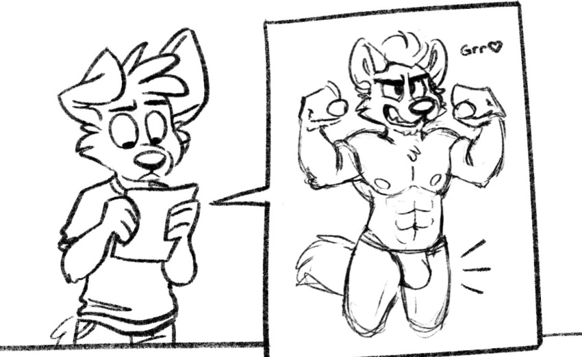 canid canine canis clothed clothing comic domestic_dog male mammal matt_riskely muscular muscular_male nipples skimpy thong tinydeerguy