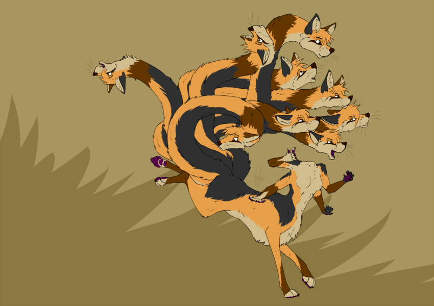 4_arms canid canine female fox headless mammal multi_arm multi_head multi_limb multi_tail multifur nine_tailed_fox nude tail_head taur vixthefox what what_has_science_done