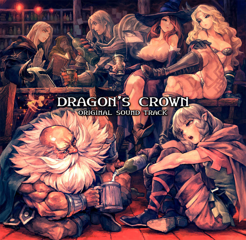 alcohol amazon_(dragon's_crown) amazon_(dragon's_crown) armor beard bikini_armor book breasts cleavage dragon's_crown dragon's_crown drinking dwarf dwarf_(dragon's_crown) dwarf_(dragon's_crown) elf elf_(dragon's_crown) elf_(dragon's_crown) facial_hair fighter_(dragon's_crown) fighter_(dragon's_crown) george_kamitani helmet large_breasts legs_crossed long_hair no_helmet official_art on_floor pointy_ears rannie_(dragon's_crown) rannie_(dragon's_crown) sitting_on_floor sorceress_(dragon's_crown) sorceress_(dragon's_crown) table tavern tiki_(dragon's_crown) tiki_(dragon's_crown) wizard_(dragon's_crown) wizard_(dragon's_crown)