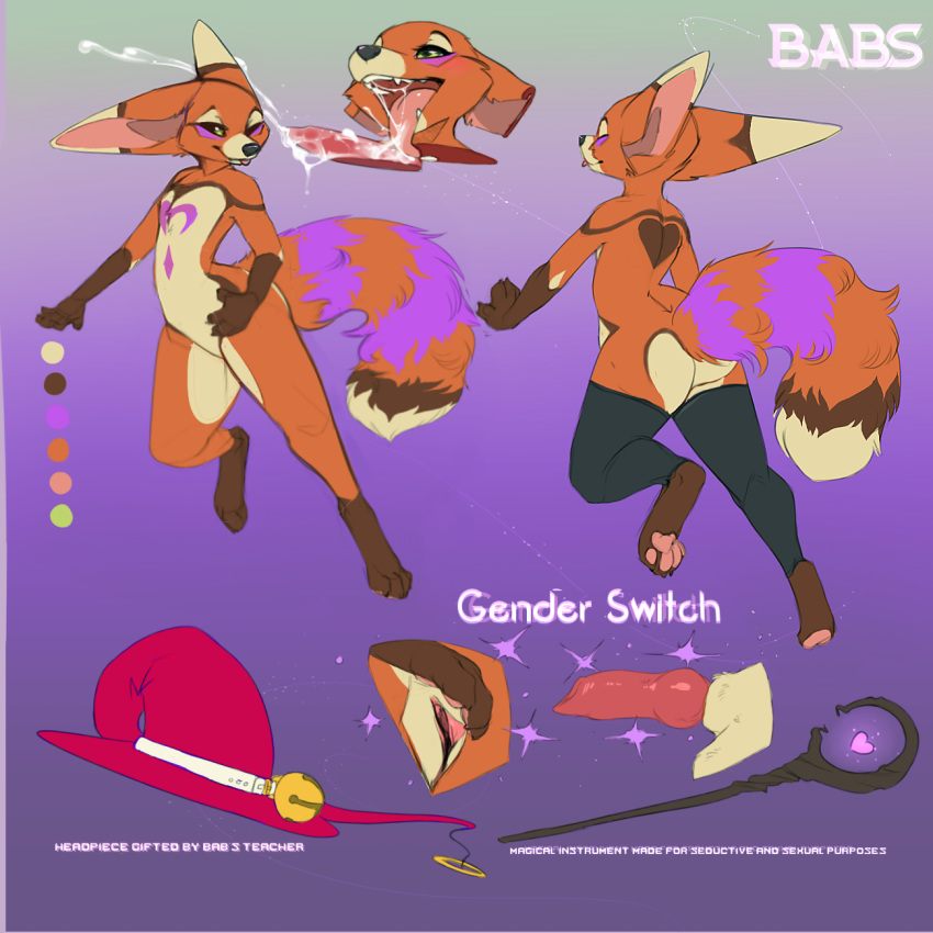 2019 animal_genitalia animal_penis anthro babs canid canine canine_penis cum cumshot ejaculation erection fellatio female fennec fox hi_res knot male mammal mangobird model_sheet oral orgasm pawpads penis pussy sex tongue