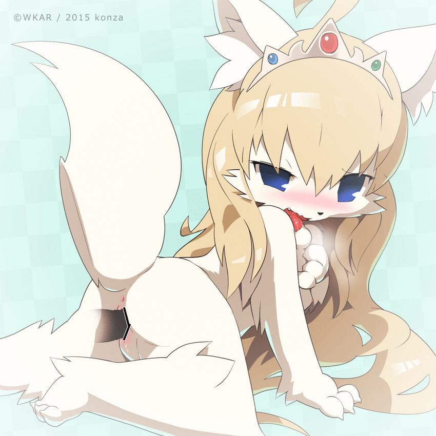 animated animated_gif artist_request blonde_hair blue_eyes borrowed_character censored furry long_hair pussy sex wkar wolf