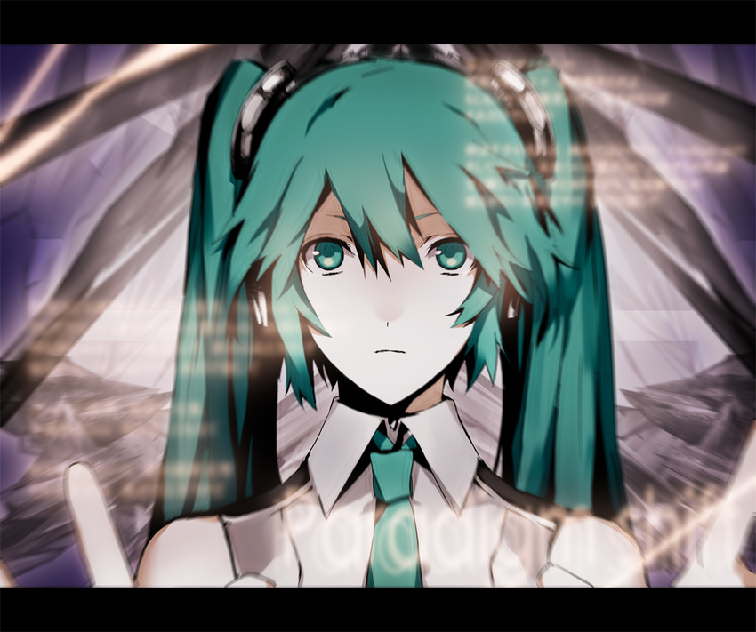 aqua_eyes aqua_hair arisaka_ako bad_id bad_pixiv_id face hatsune_miku long_hair necktie portrait solo twintails vocaloid