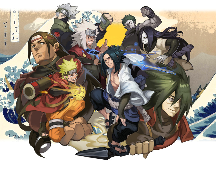 black_eyes black_hair blonde_hair forehead forehead_protector gaohappy3344 hair_over_one_eye hatake_kakashi jiraiya konohagakure_symbol long_hair multiple_boys naruto naruto_shippuuden orochimaru pale_skin purple_eyes red_eyes rinnegan senju_hashirama sharingan short_hair silver_hair spiked_hair uchiha_madara uchiha_obito uchiha_sasuke uzumaki_naruto white_hair