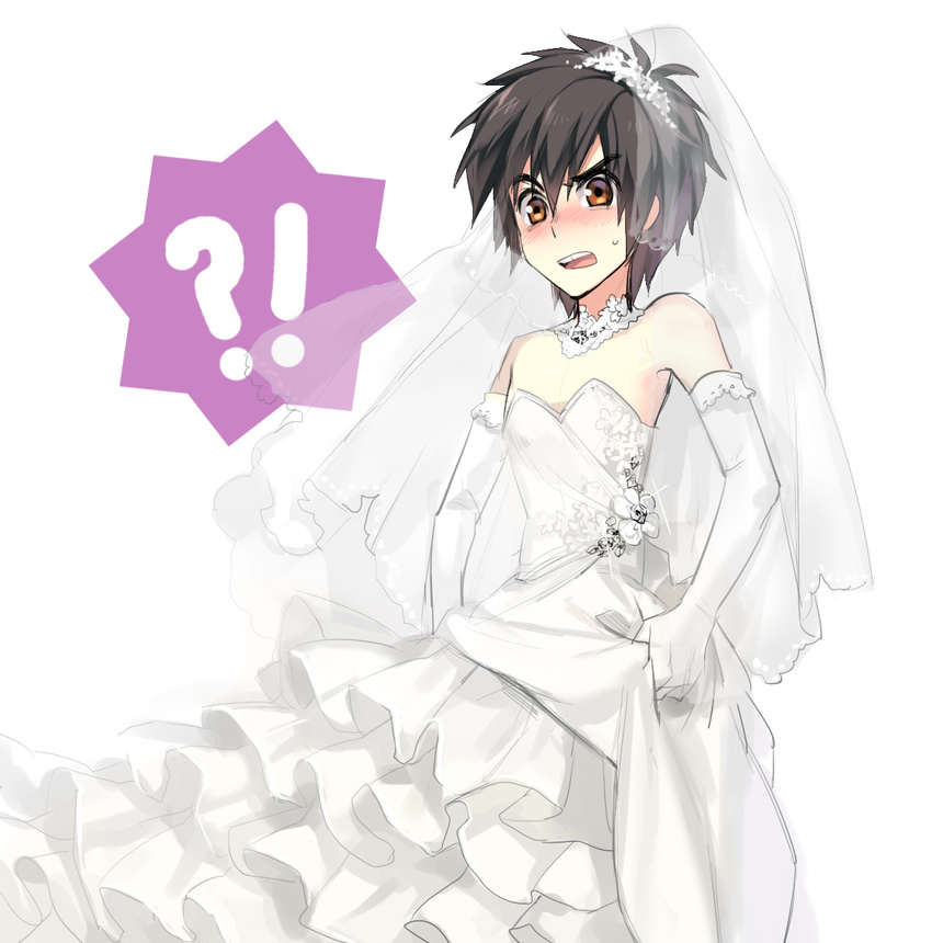 1boy big_hero_6 blush bride crossdressing disney hiro_hamada hiyaa marvel simple_background solo