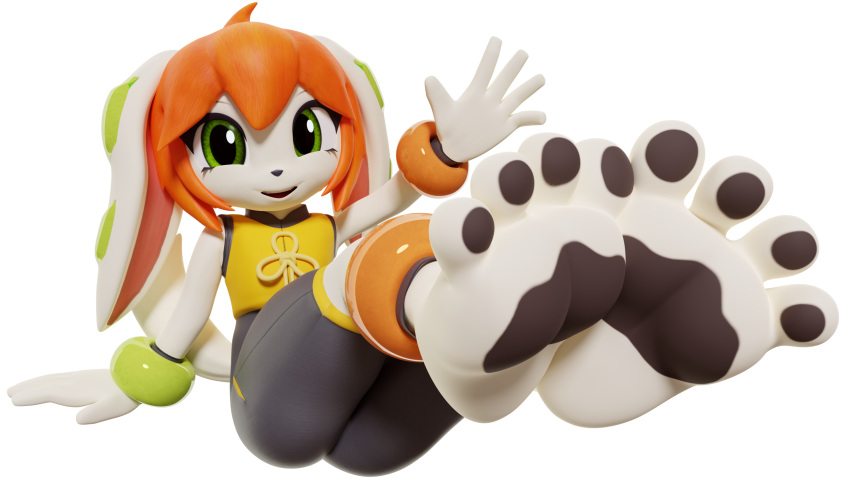 3d_(artwork) 5_toes anthro basset_hound canid canine canis digital_media_(artwork) domestic_dog feet female foot_focus freedom_planet galaxytrail gesture hi_res humanoid_feet hunting_dog looking_at_viewer mammal milkmeister3d milla_basset pawpads plantigrade scent_hound solo toes waving waving_at_viewer