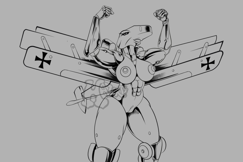aircraft breasts female hazarts hi_res humanoid living_aircraft living_machine living_vehicle looking_at_viewer machine muscular sketch solo vehicle world_war_1