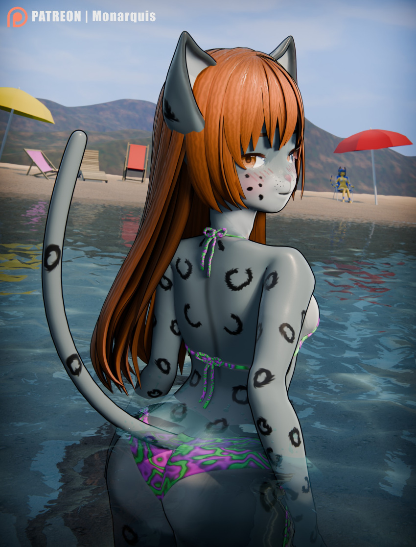 3d_(artwork) absurd_res animal_crossing animal_humanoid ankha_(animal_crossing) anthro beach bikini breasts bubble cat_humanoid clothing digital_media_(artwork) felid felid_humanoid feline feline_humanoid female hi_res humanoid mammal mammal_humanoid medium_breasts momo_(monarquis) monarquis nintendo pantherine pinup pose pubes red_bikini red_clothing red_swimwear seaside snorkel snow_leopard solo swimming_pool swimwear underwater water