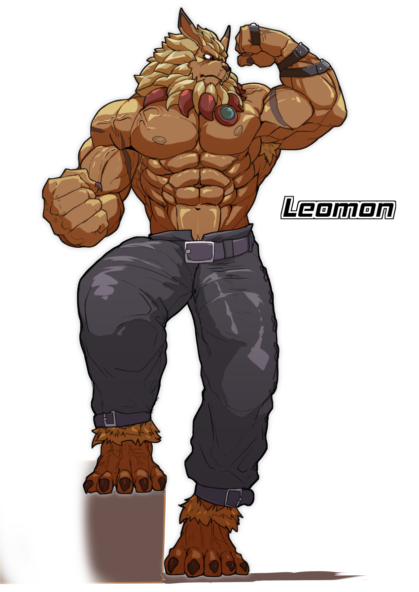 abs absurd_res anthro armpit_hair asiahao520 bandai_namco biceps body_hair digimon digimon_(species) felid hi_res leomon lion male mammal muscular muscular_anthro muscular_male nipples pantherine pecs scar solo vein veiny_muscles