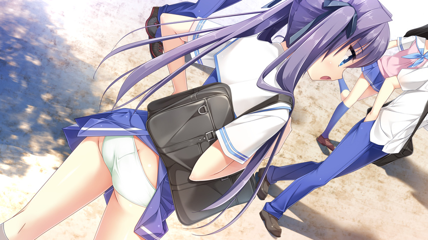 ass cube game_cg kanekiyo_miwa mamiya-kunchi_no_itsutsugo_jijou mamiya_moeri pantsu seifuku skirt_lift