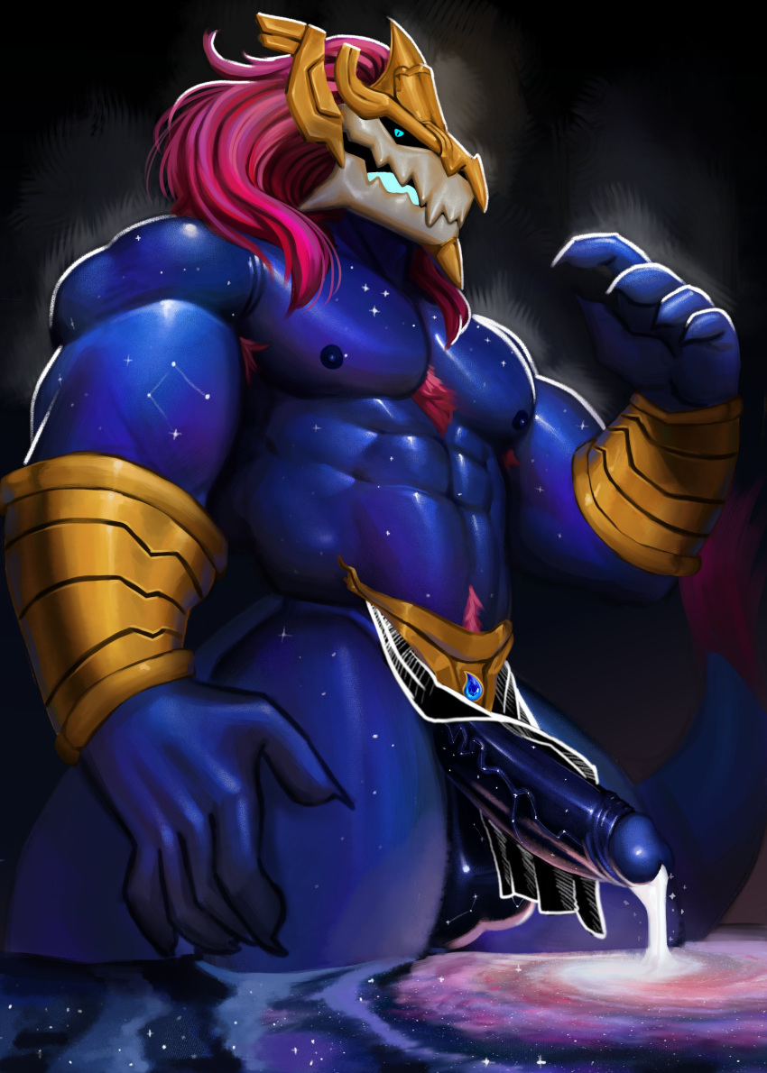 abs absurd_res arctavius aurelion_sol_(lol) balls bottomwear bottomwear_aside clothing clothing_aside digital_drawing_(artwork) digital_media_(artwork) dragon erection genitals glans hair hi_res humanoid_genitalia humanoid_penis league_of_legends loincloth loincloth_aside male muscular muscular_male mythological_creature mythological_scalie mythology nipples pecs penis pubes riot_games scalie solo