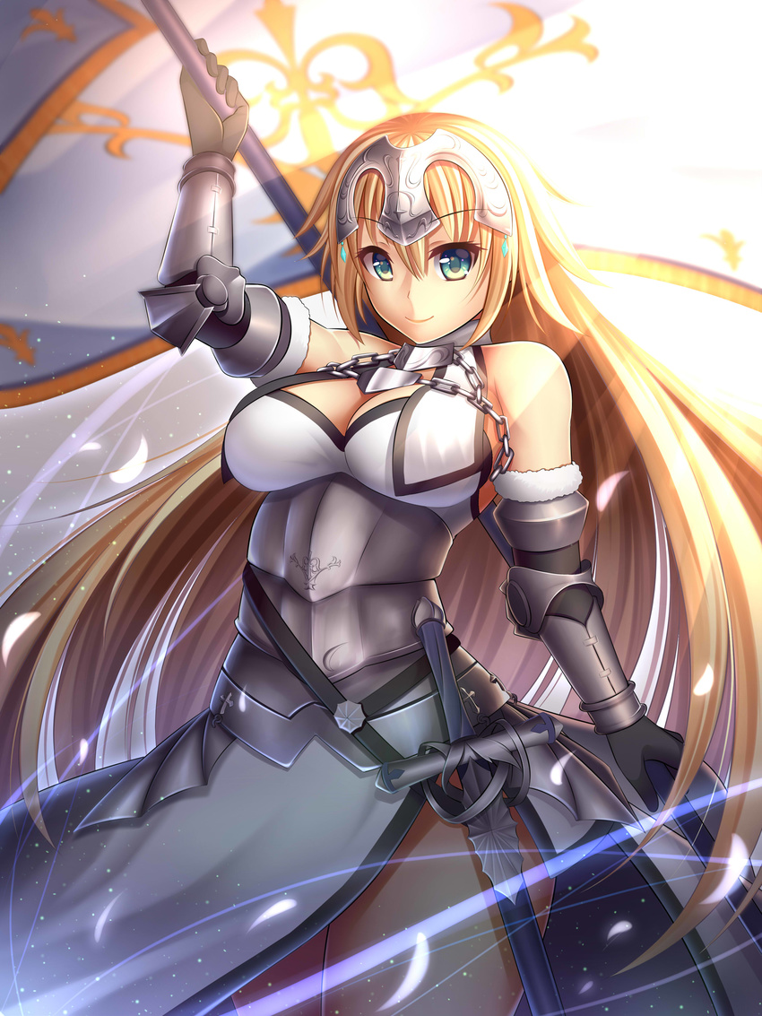 armor cleavage fate/grand_order fate/stay_night guardian_panda ruler_(fate/apocrypha) sword weapon