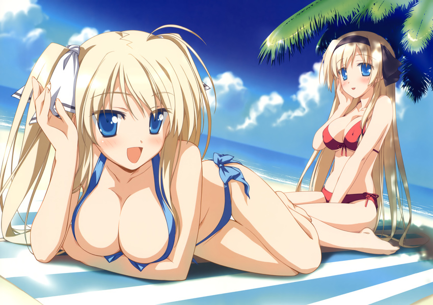 bikini breast_hold cleavage erect_nipples hisakaki_komomo hisakaki_kosame hoshizora_no_memoria shida_kazuhiro swimsuits underboob