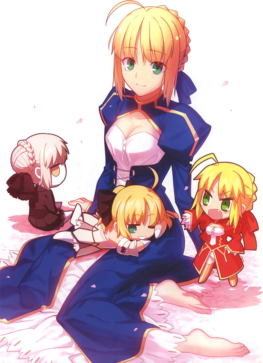 chibi cleavage dress fate/extra fate/stay_night saber saber_alter saber_extra saber_lily takeuchi_takashi type-moon