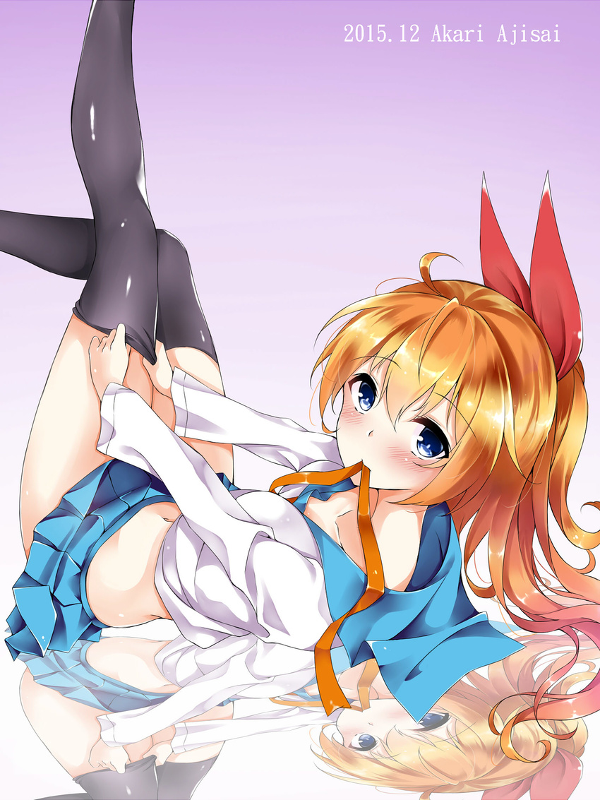 akari_ajisai kirisaki_chitoge nisekoi seifuku thighhighs watermark