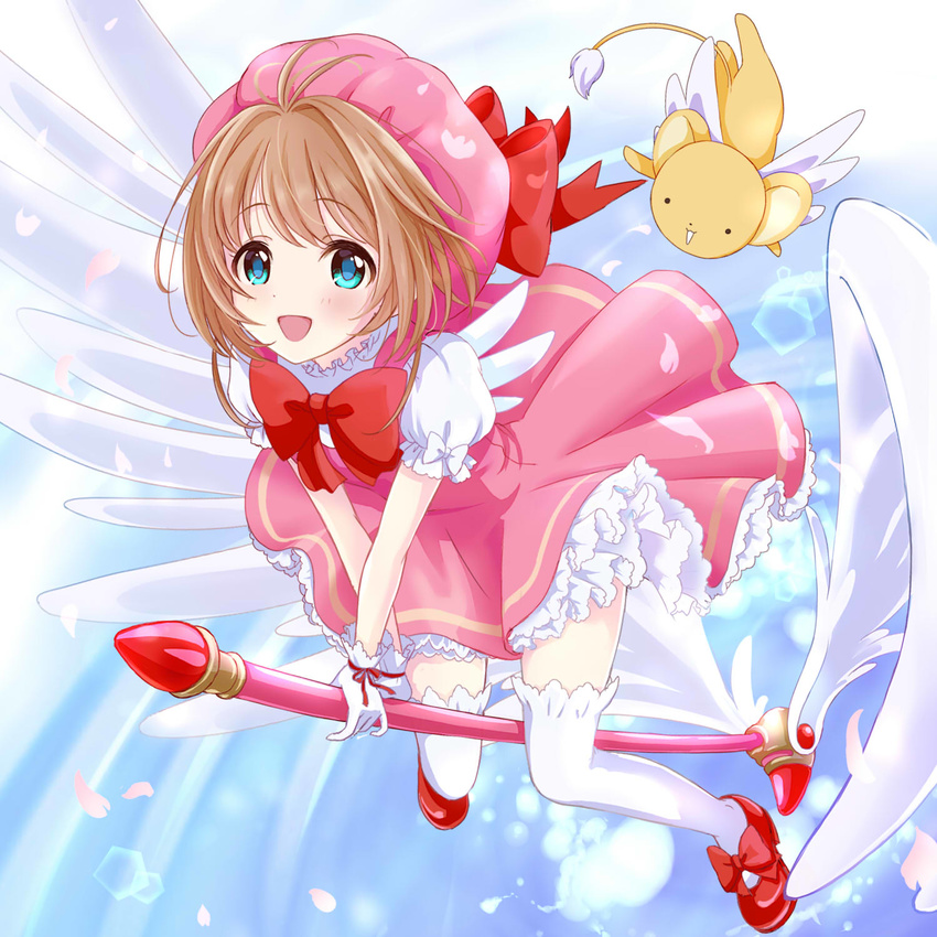 card_captor_sakura dress heels kinomoto_sakura thighhighs wings yuki_(yukillust)