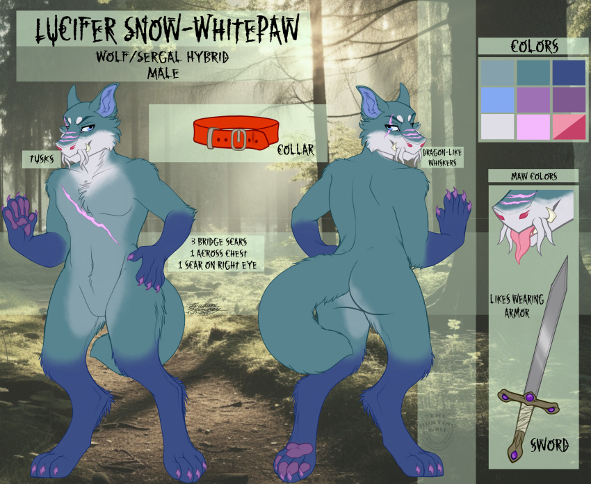 absurd_res anthro canid canine canis chibi hi_res humor lobo lucifer lupis male mammal model_sheet sergal silly snowwhitepaw solo thehuntingwolf wolf